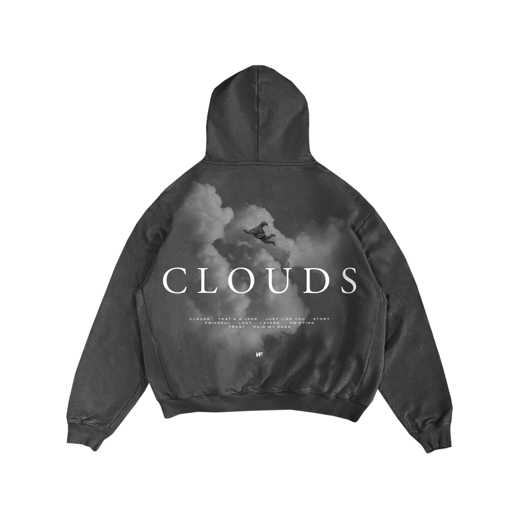 LIMITED EDITION - Premium Heavyweight Vintage Black Clouds Hoodie