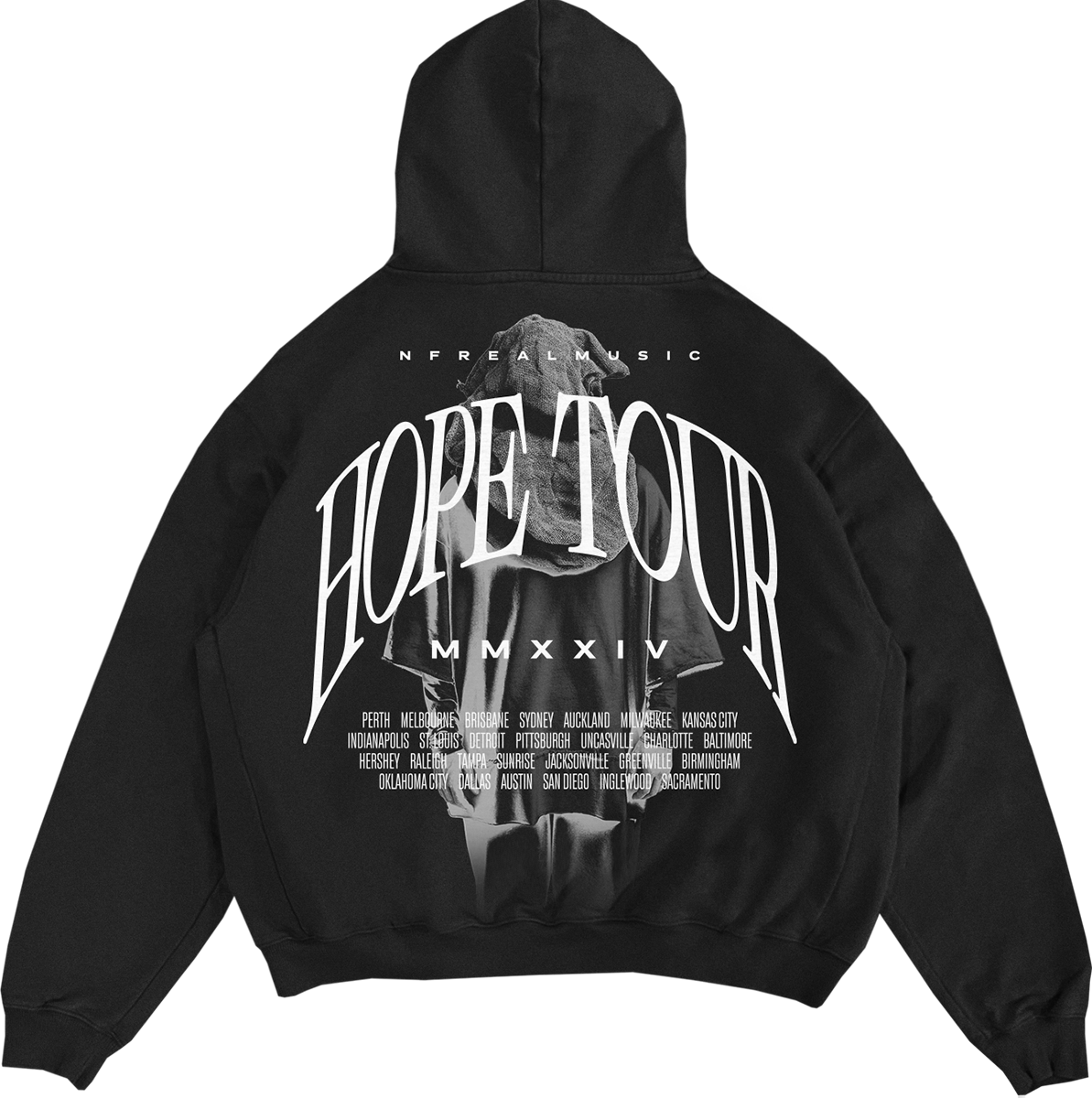 Black HOPE TOUR 2024 Hoodie NFRealMusic