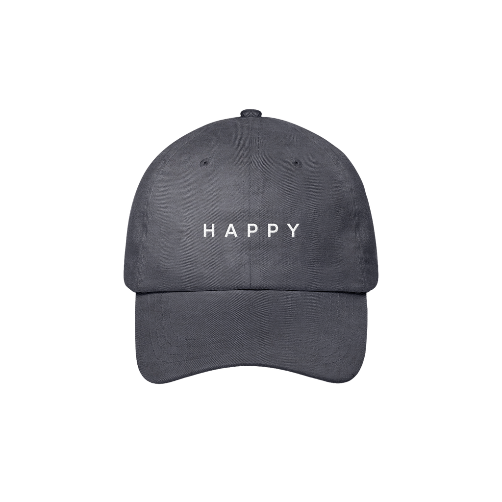 Washed Grey "HAPPY" Dad Hat